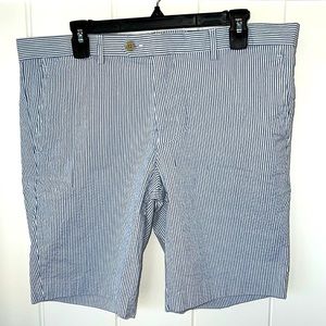 Seersucker Blue and White Striped Men’s Shorts, 36W, Brand Britches by Samtex